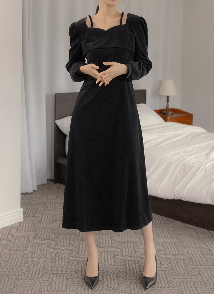 ハートネックベロアワンピース | レディースファッション通販 - DHOLIC