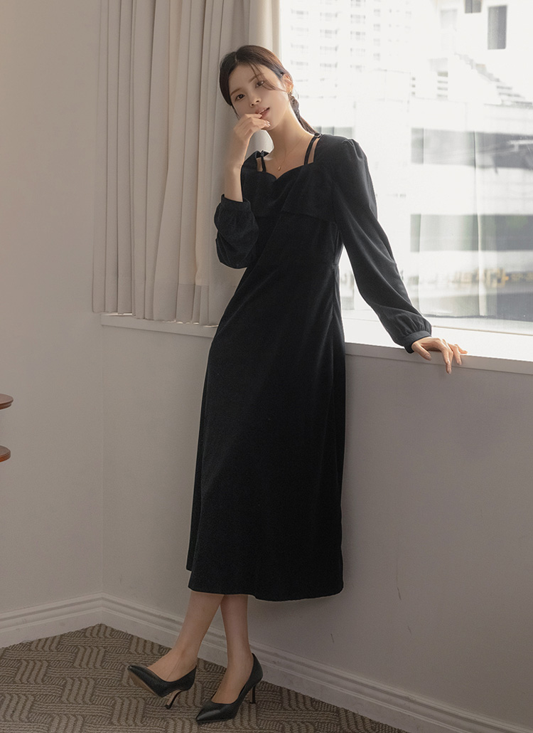 ハートネックベロアワンピース | レディースファッション通販 - DHOLIC