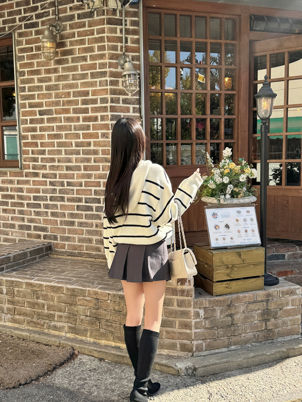 ドローコードヘムボーダーフードカーディガン | 詳細画像6