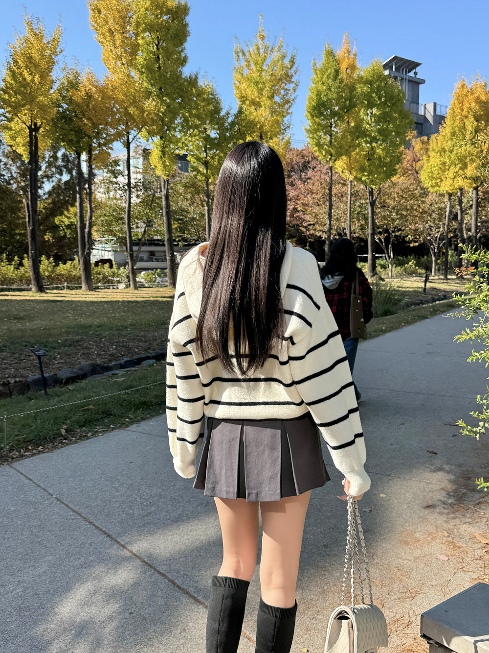 ドローコードヘムボーダーフードカーディガン | 詳細画像8