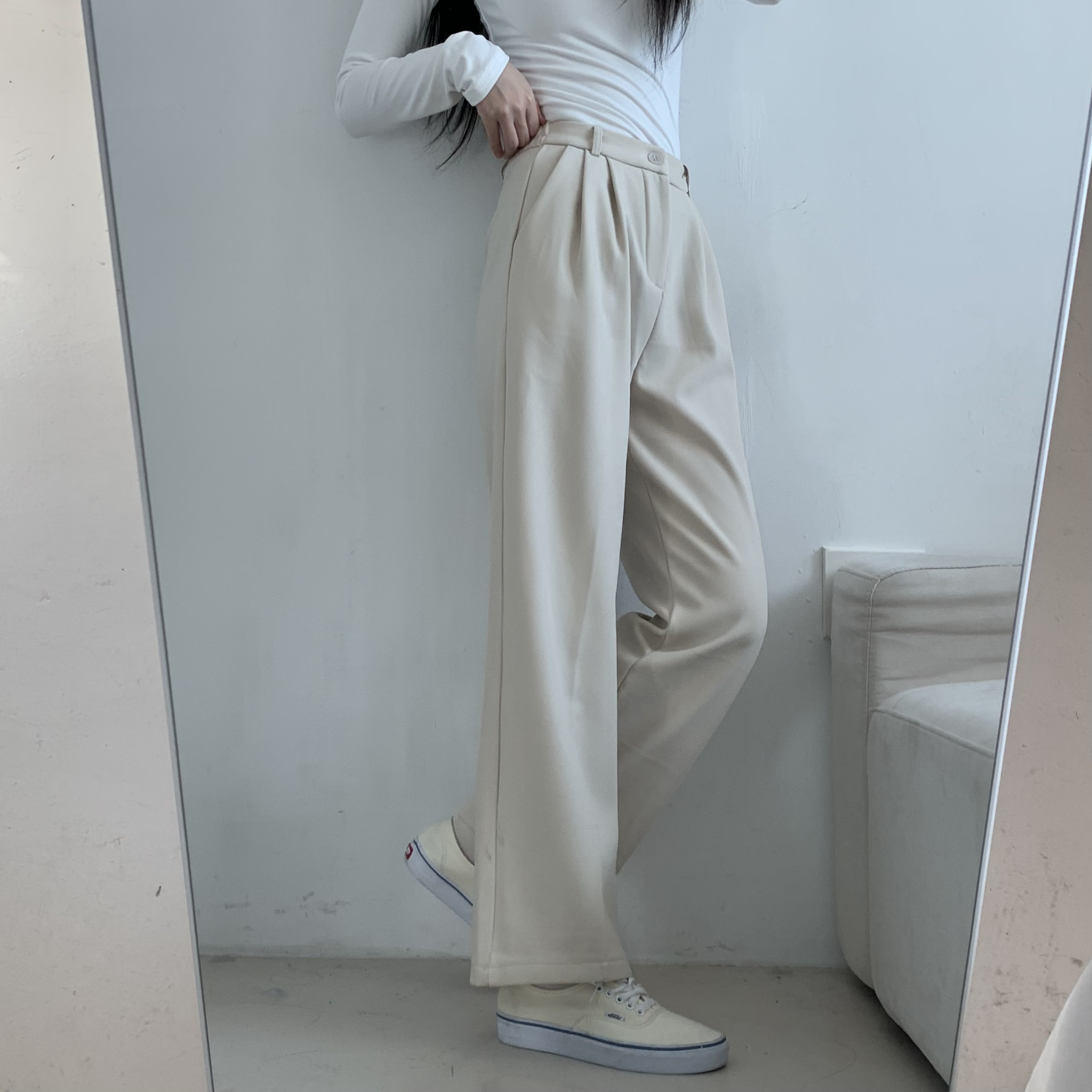 裏起毛バックゴムツータックスラックス | 詳細画像5