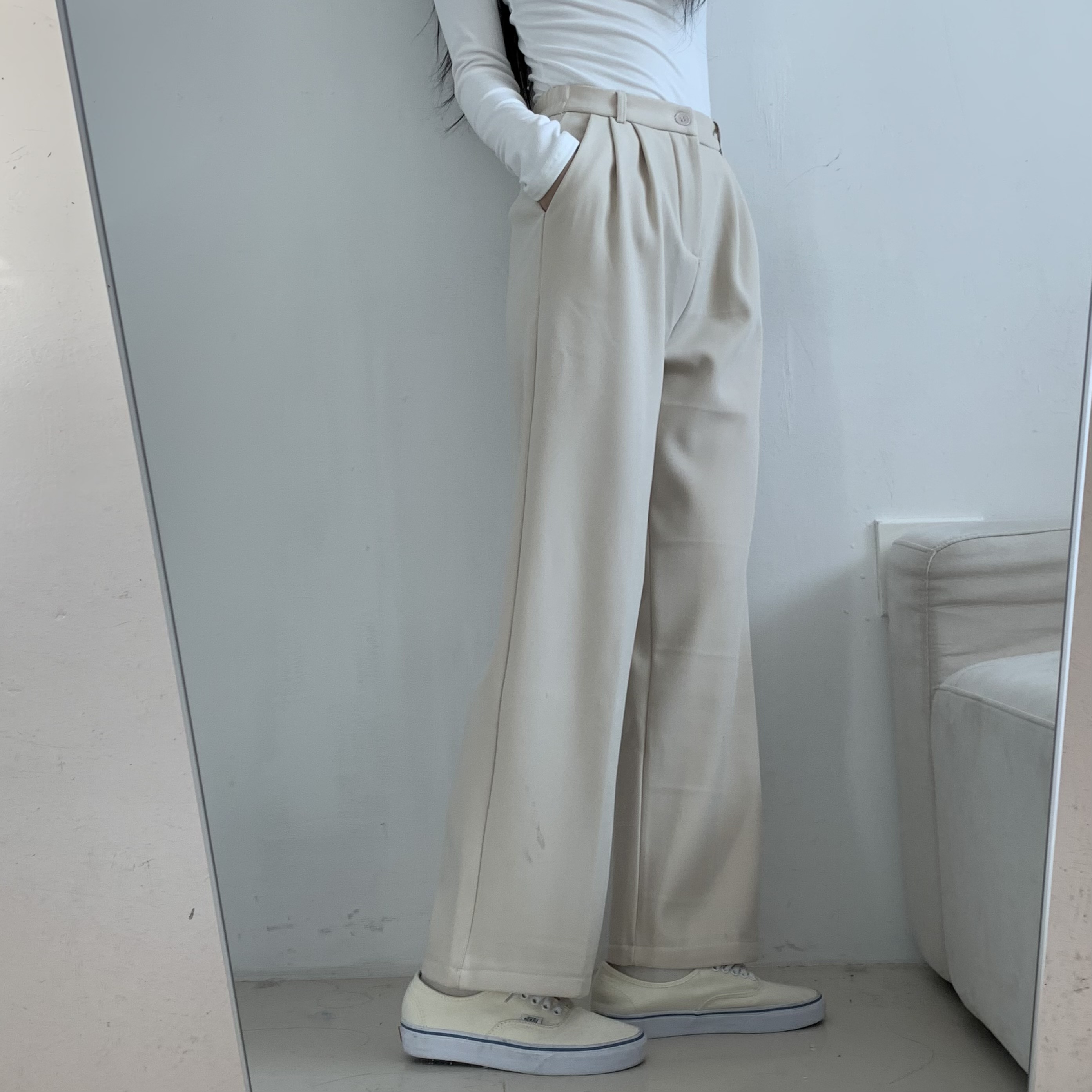 裏起毛バックゴムツータックスラックス | 詳細画像7