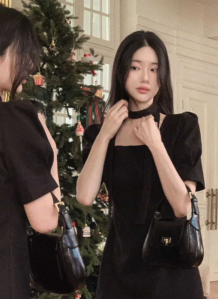 2TYPE両起毛スクエアネック半袖ミニワンピース | FROMDAYONE | 詳細画像1