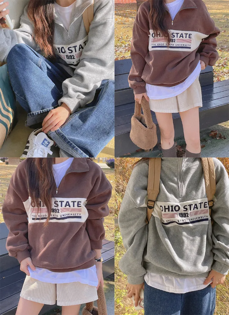 両起毛OHIO STATEハーフジップスウェット | naturalmind | 詳細画像1