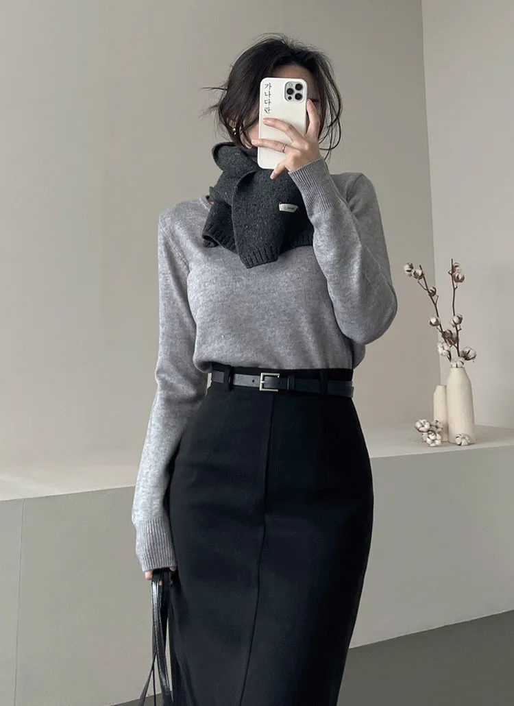 モダール混ラウンドネックニット | ganadaran | 詳細画像1