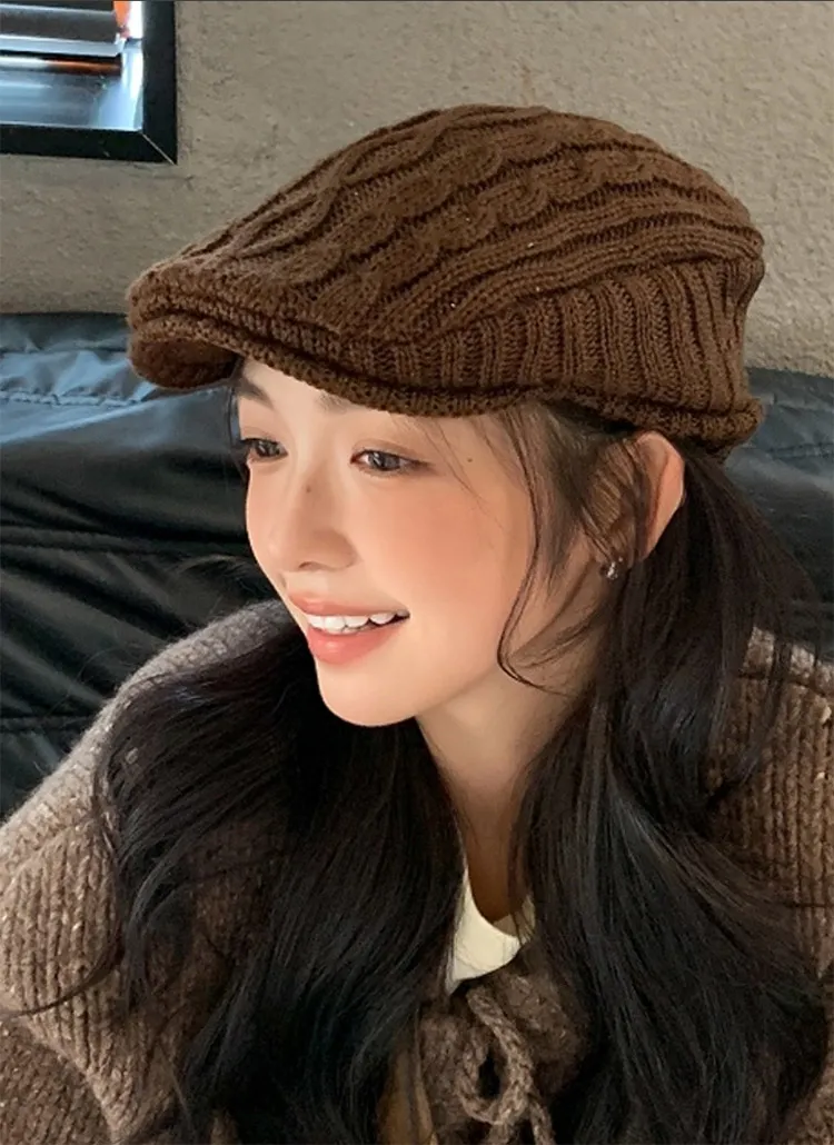 ボア裏地ケーブルニットハンチングキャップ | 詳細画像1