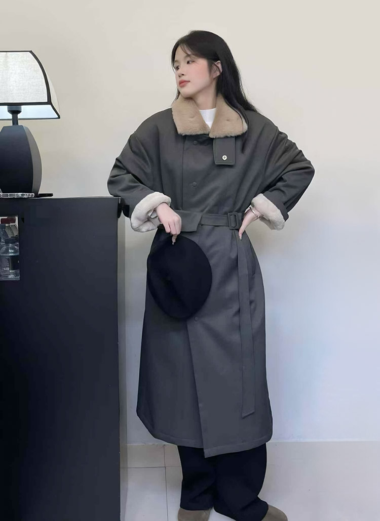 【良品】ディオレンコットン　ファー　ライナー付き　ベルベットコート　ロング　ボア ダウンコート レディース ロングコート 中綿コート ファーコート