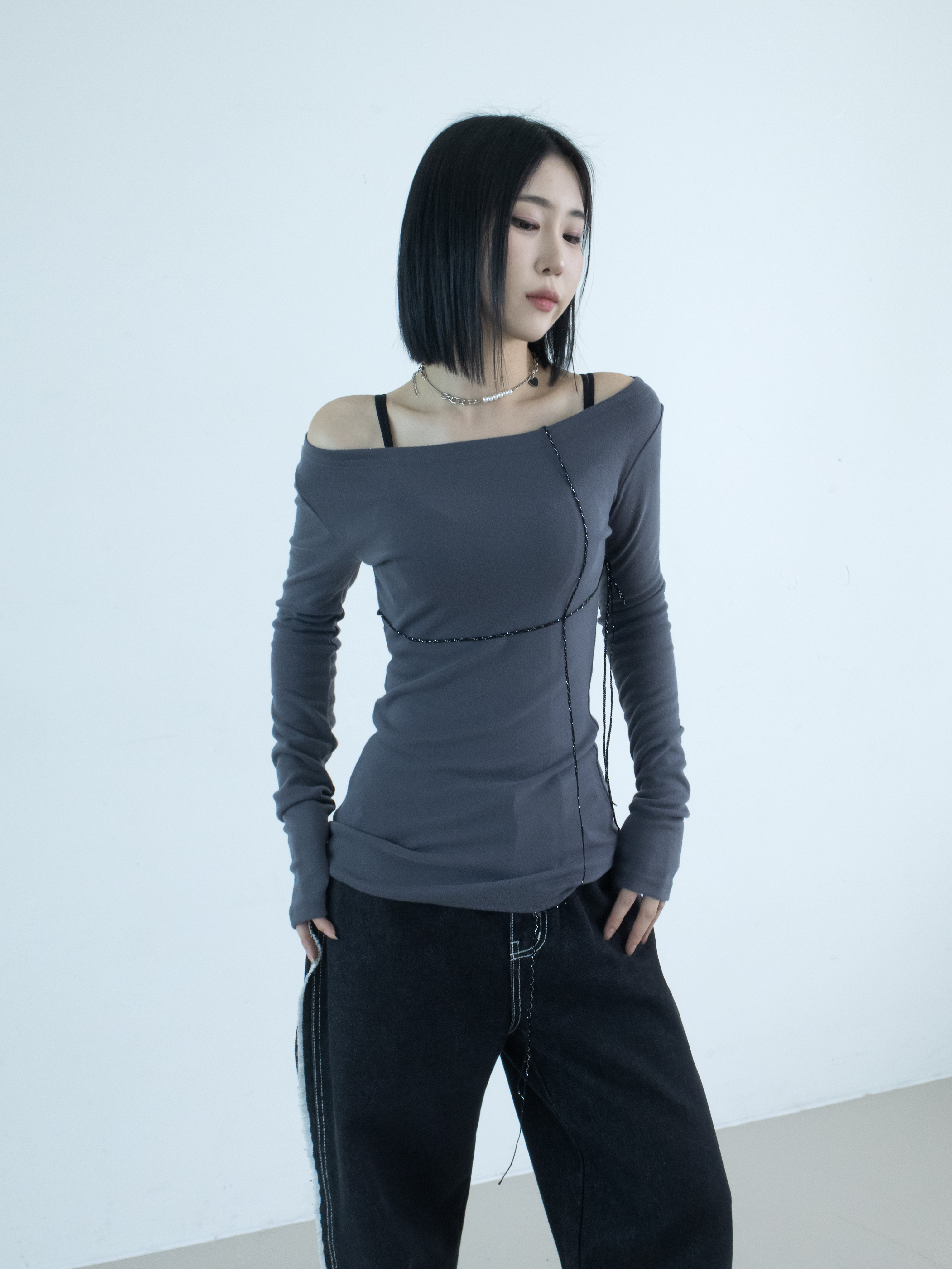 グリッターストラップ付2WAYスリムTシャツ | 詳細画像8
