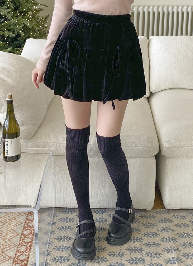 パンツ裏地リボンベロアバルーンスカート | レディース