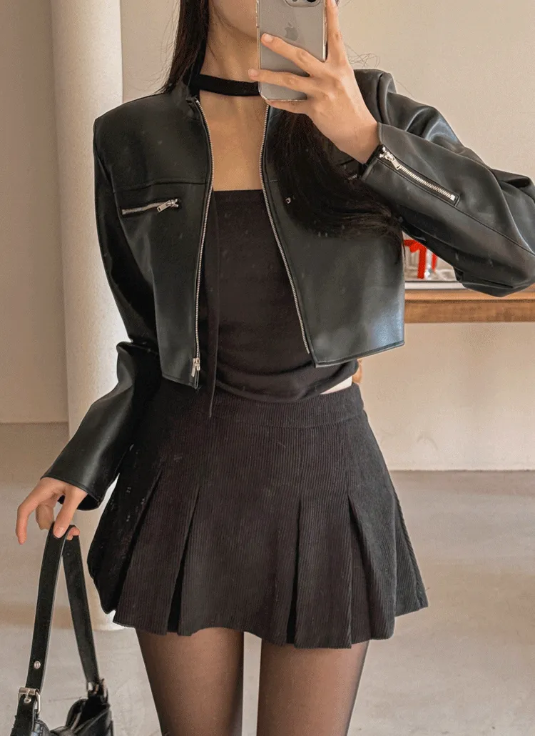 ボア裏地レザー調バンドカラージャンパー | highclassic | 詳細画像1