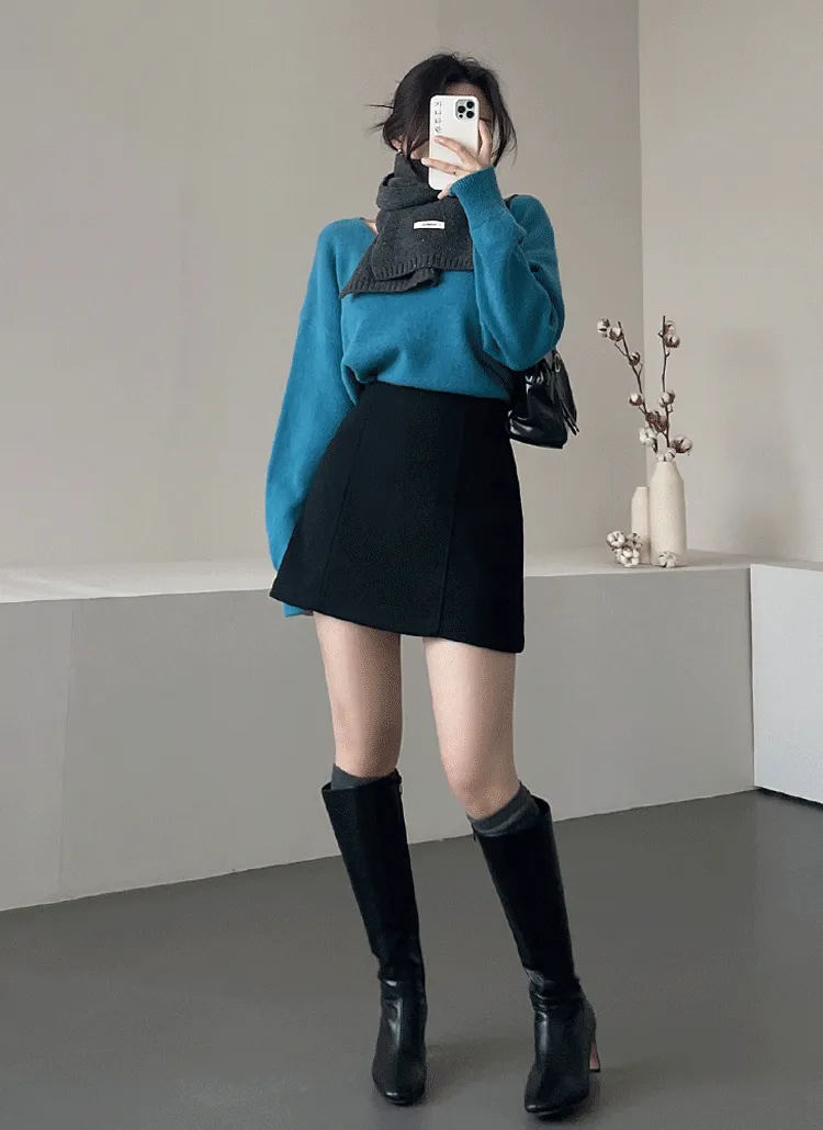 ウール混無地Vネックニット | ganadaran | 詳細画像1