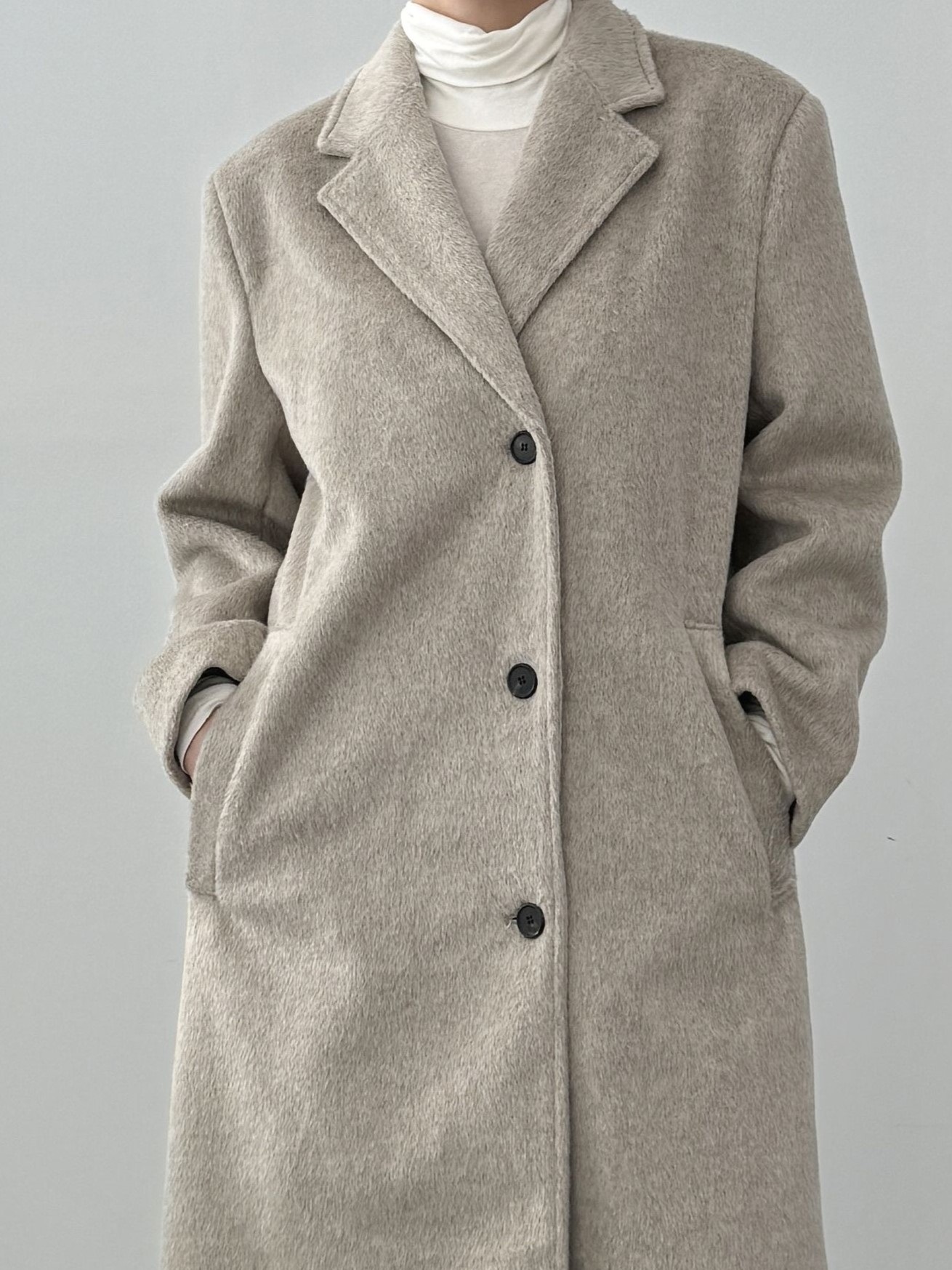 ウール混ヘアリーシングルロングコート | 詳細画像6