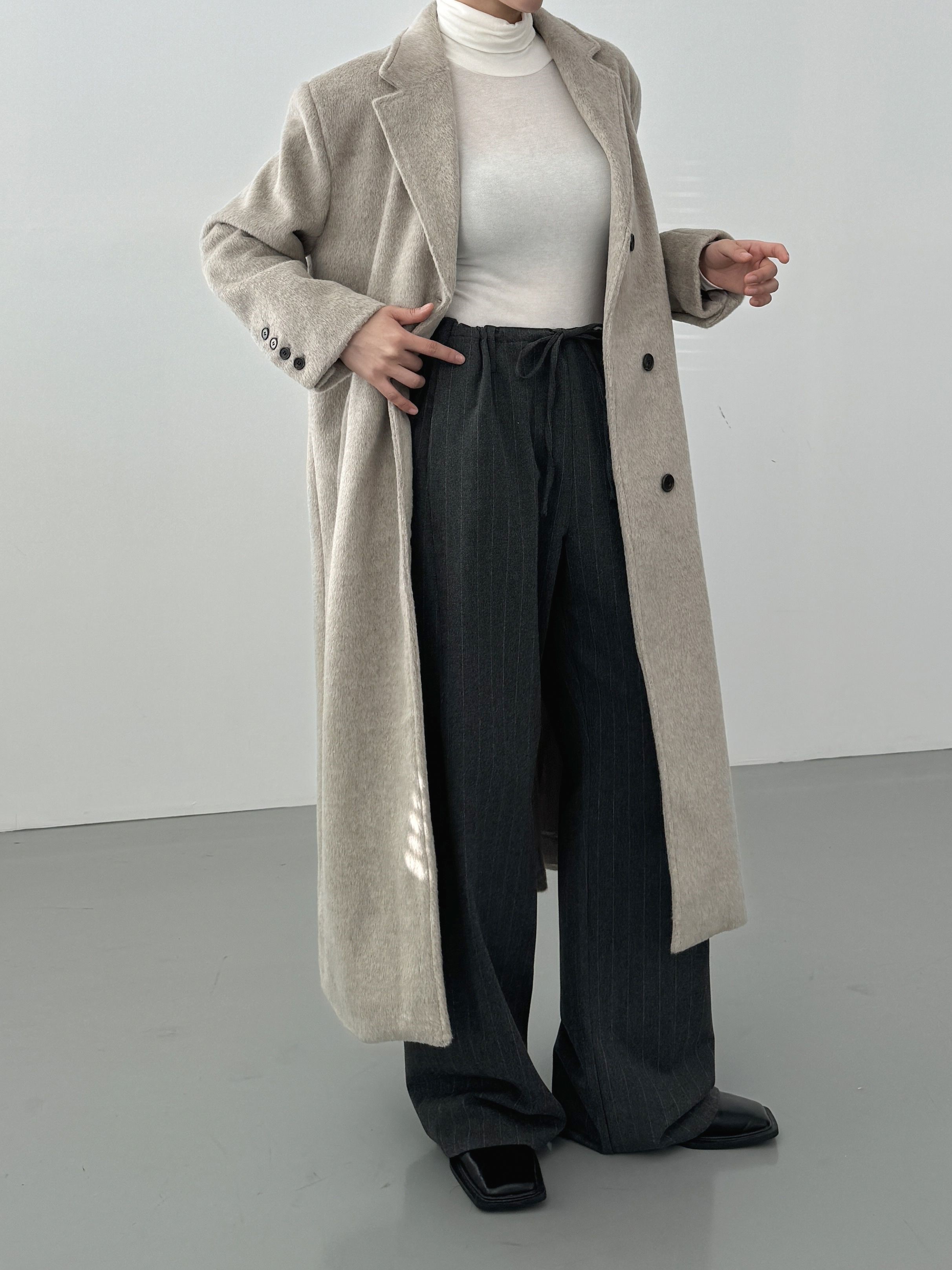 ウール混ヘアリーシングルロングコート | 詳細画像10