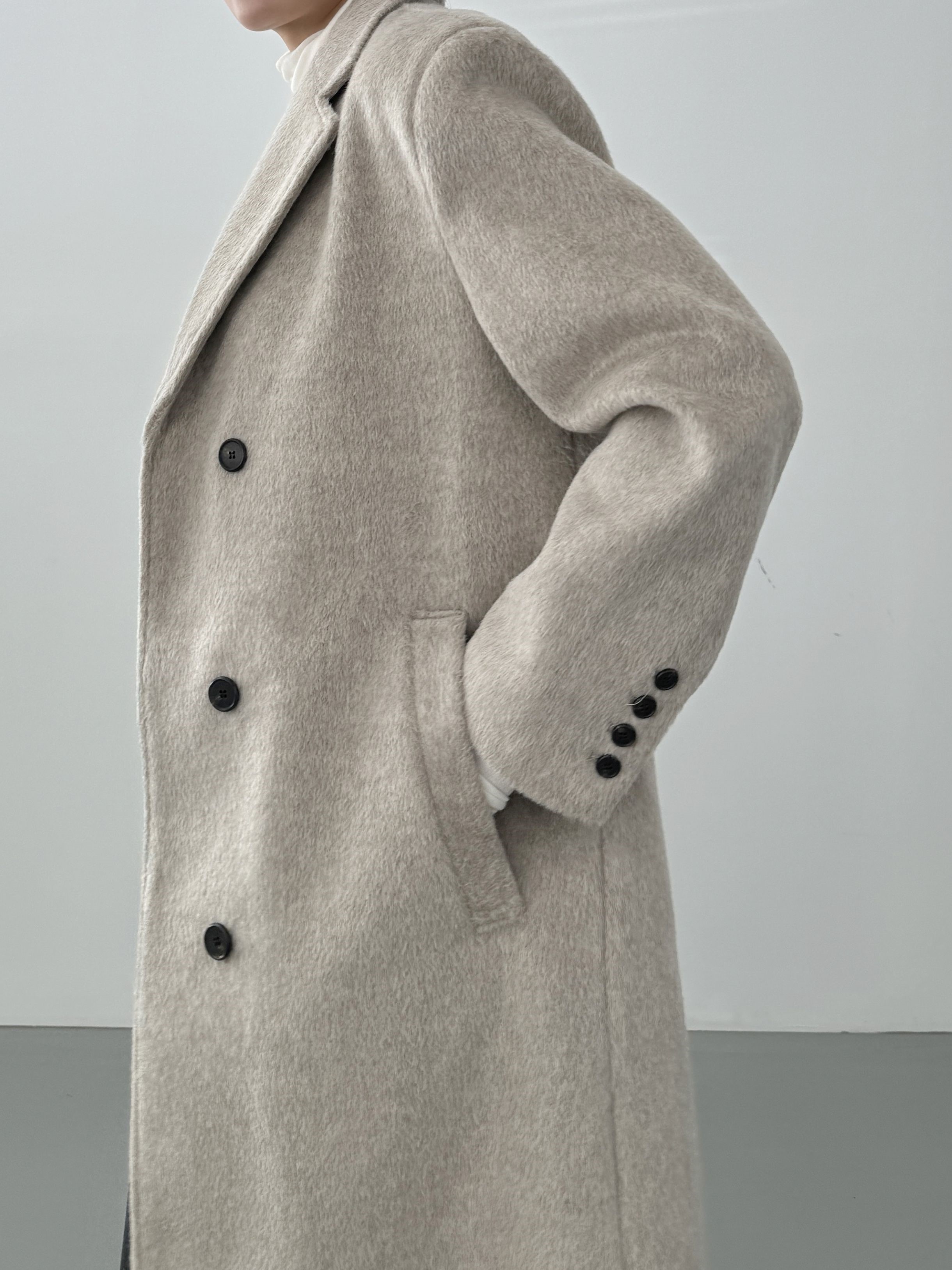 ウール混ヘアリーシングルロングコート | 詳細画像12