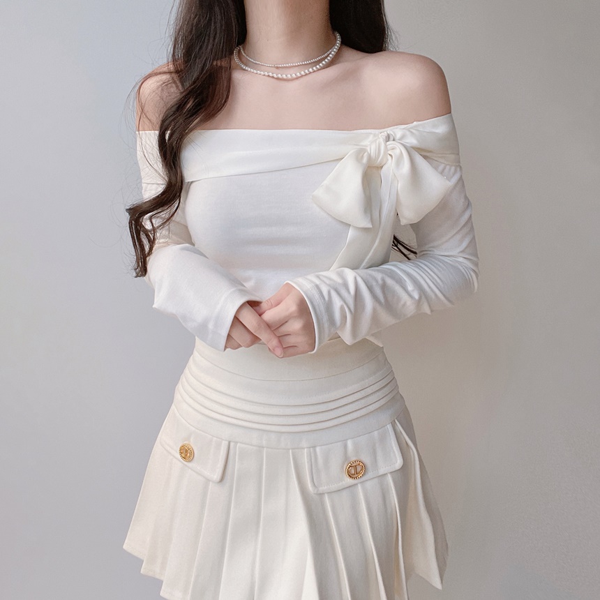 配色リボンオフショルTシャツ | mirangmirang | 詳細画像8