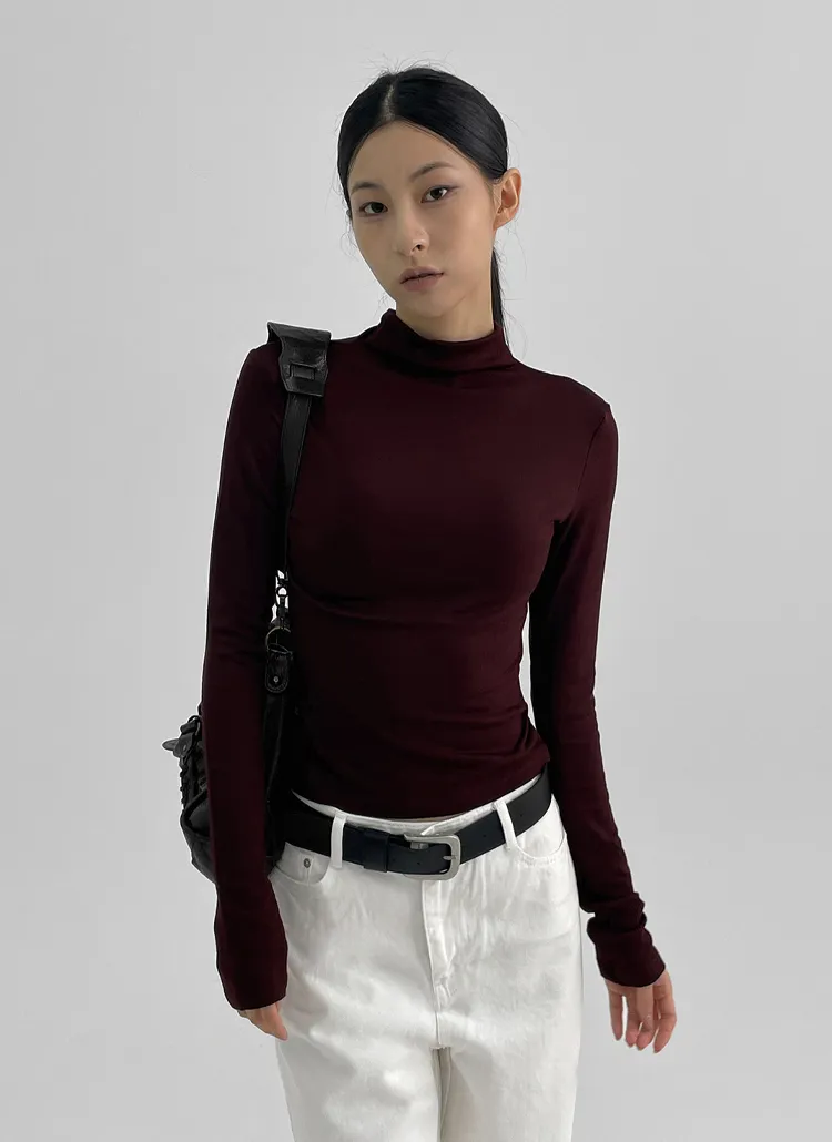 裏起毛モックネック長袖Tシャツ | blackup | 詳細画像1