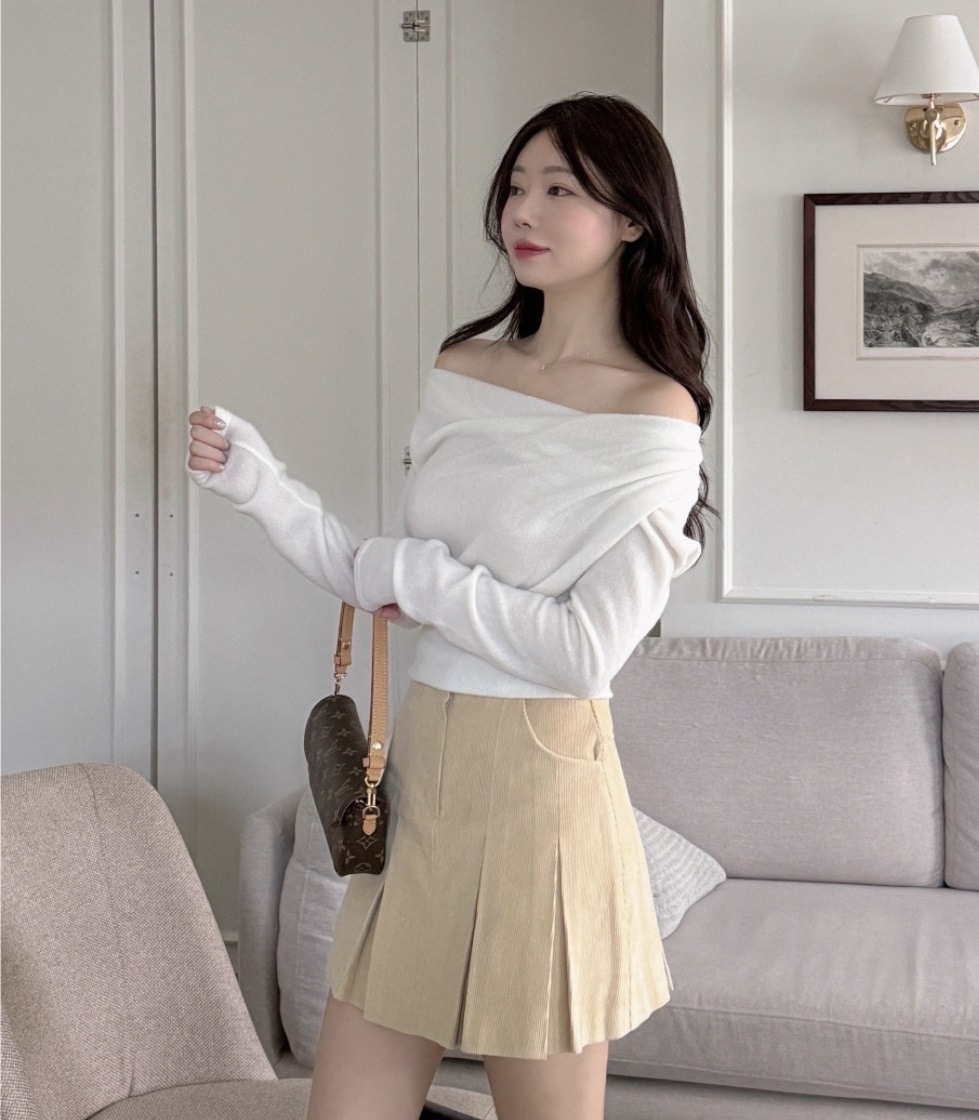 起毛ドレープカシュクールオフショルダーTシャツ | レディース