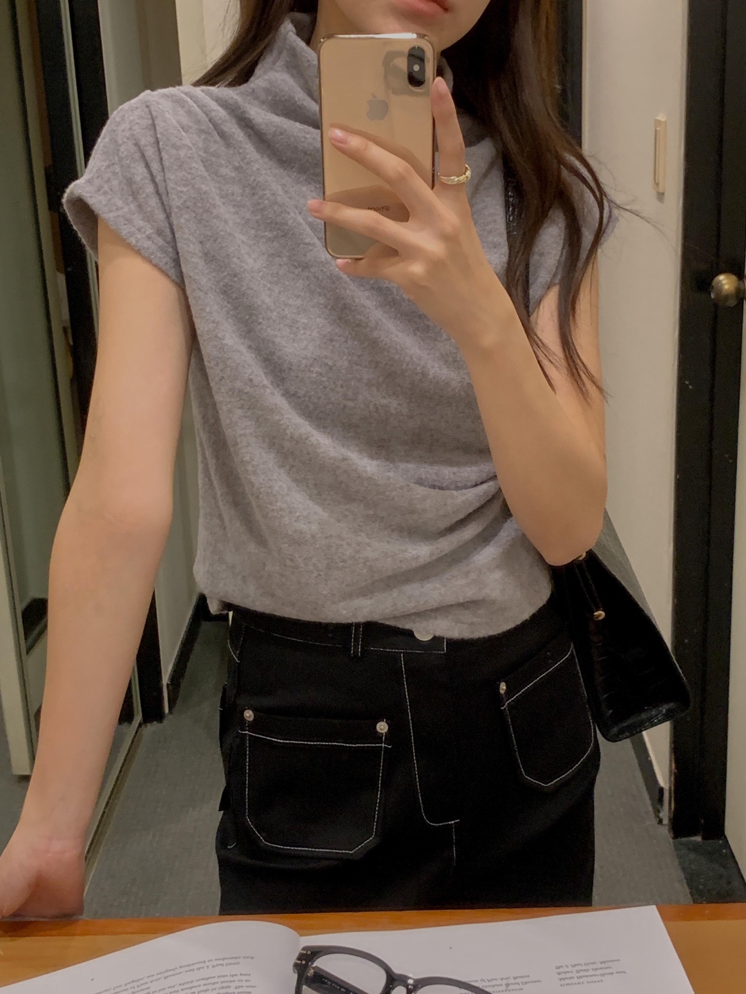 起毛モックネックフレンチTシャツ&ボレロカーディガンSET | 詳細画像8