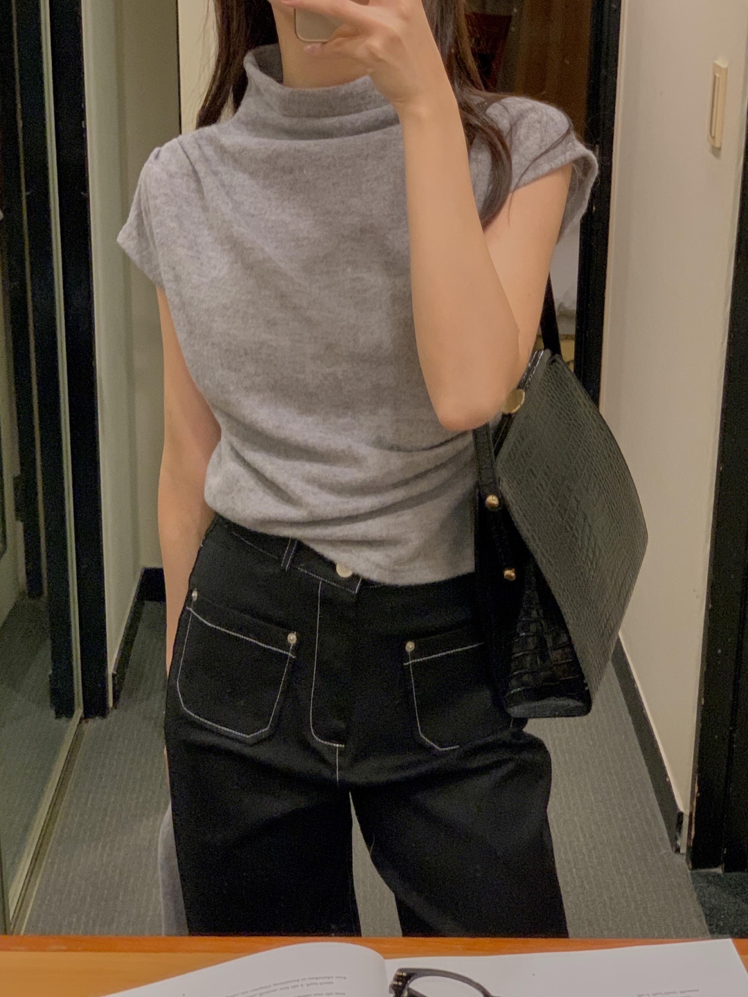 起毛モックネックフレンチTシャツ&ボレロカーディガンSET | 詳細画像9
