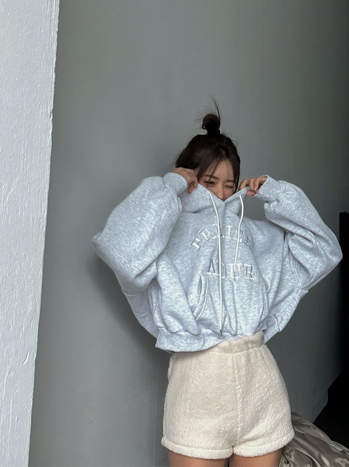 裏起毛刺繍レタリングクロップドパーカー | 詳細画像3