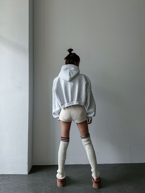 裏起毛刺繍レタリングクロップドパーカー | 詳細画像9