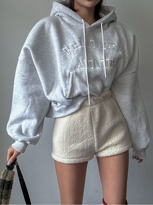 裏起毛刺繍レタリングクロップドパーカー | 詳細画像10