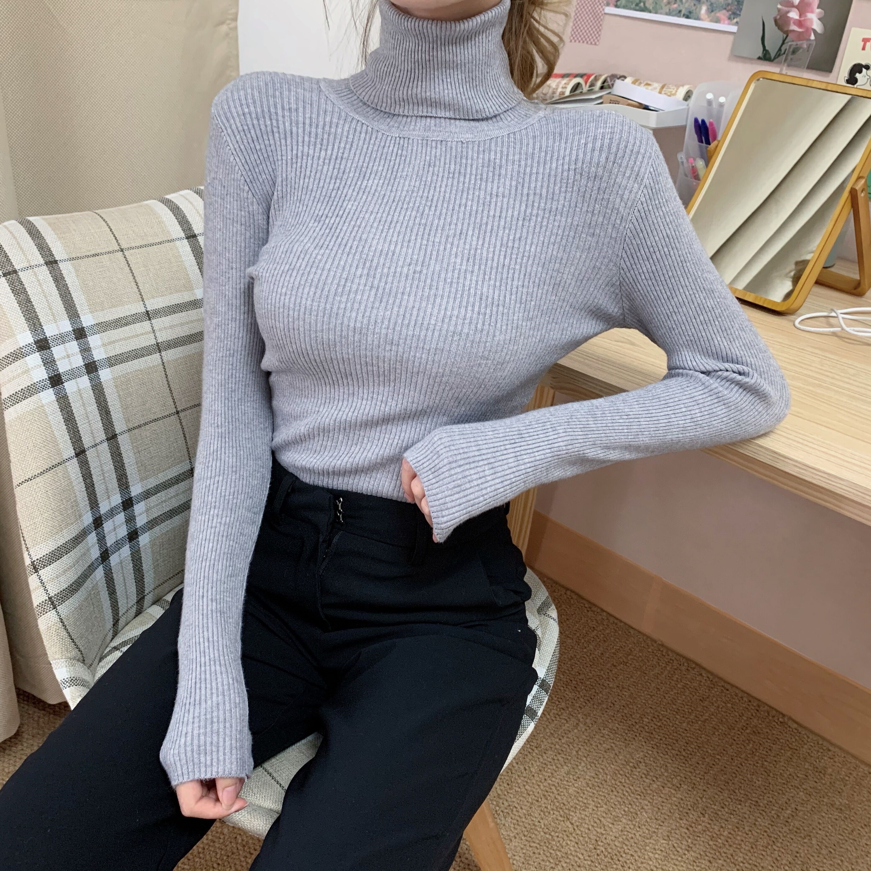 タートルネックスリムリブニット | 詳細画像12