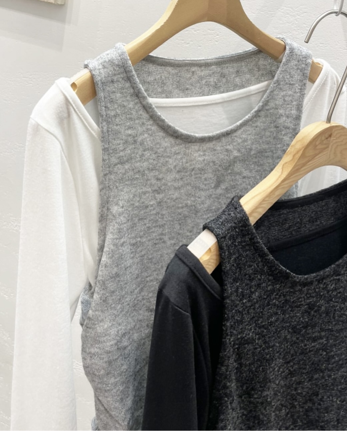 起毛アシメシャーリングビスチェ&ボートネックTシャツSET | 詳細画像3