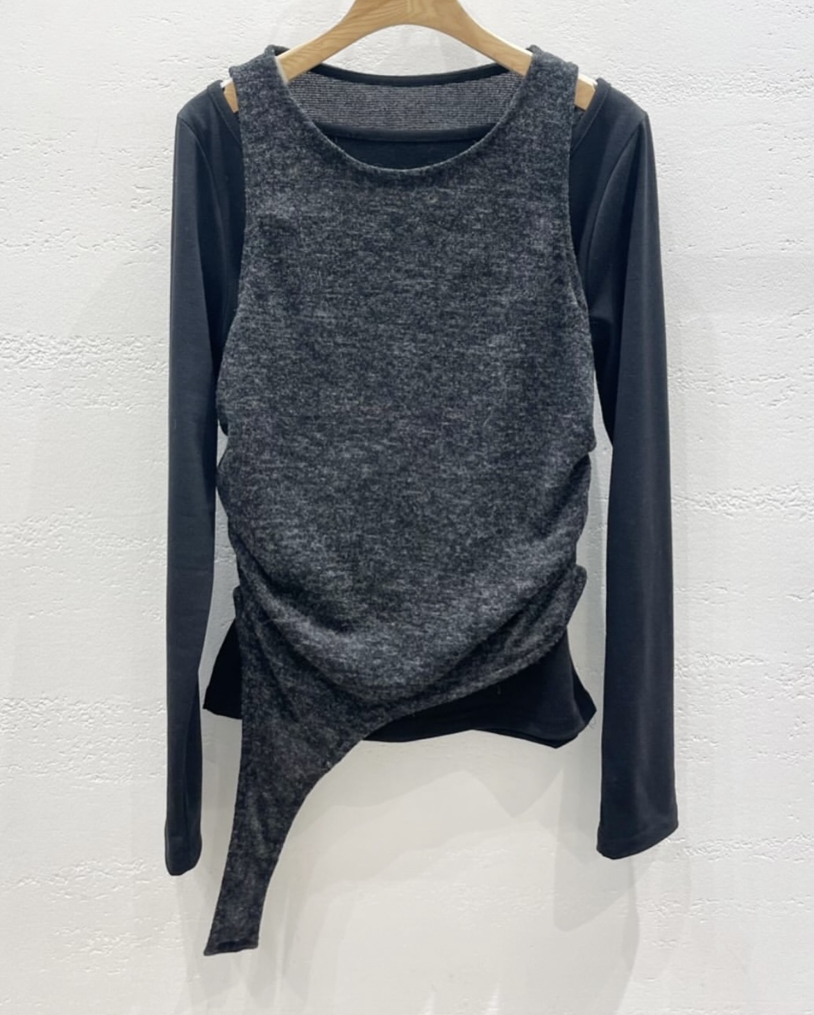 起毛アシメシャーリングビスチェ&ボートネックTシャツSET | 詳細画像5