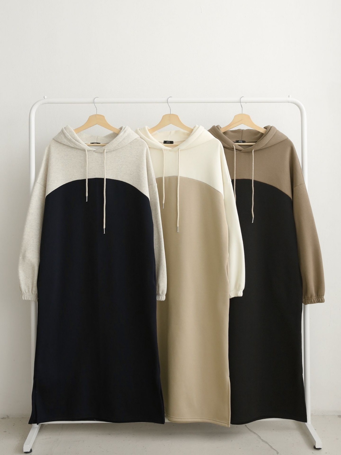 裏起毛バイカラーパーカーワンピース | 詳細画像2