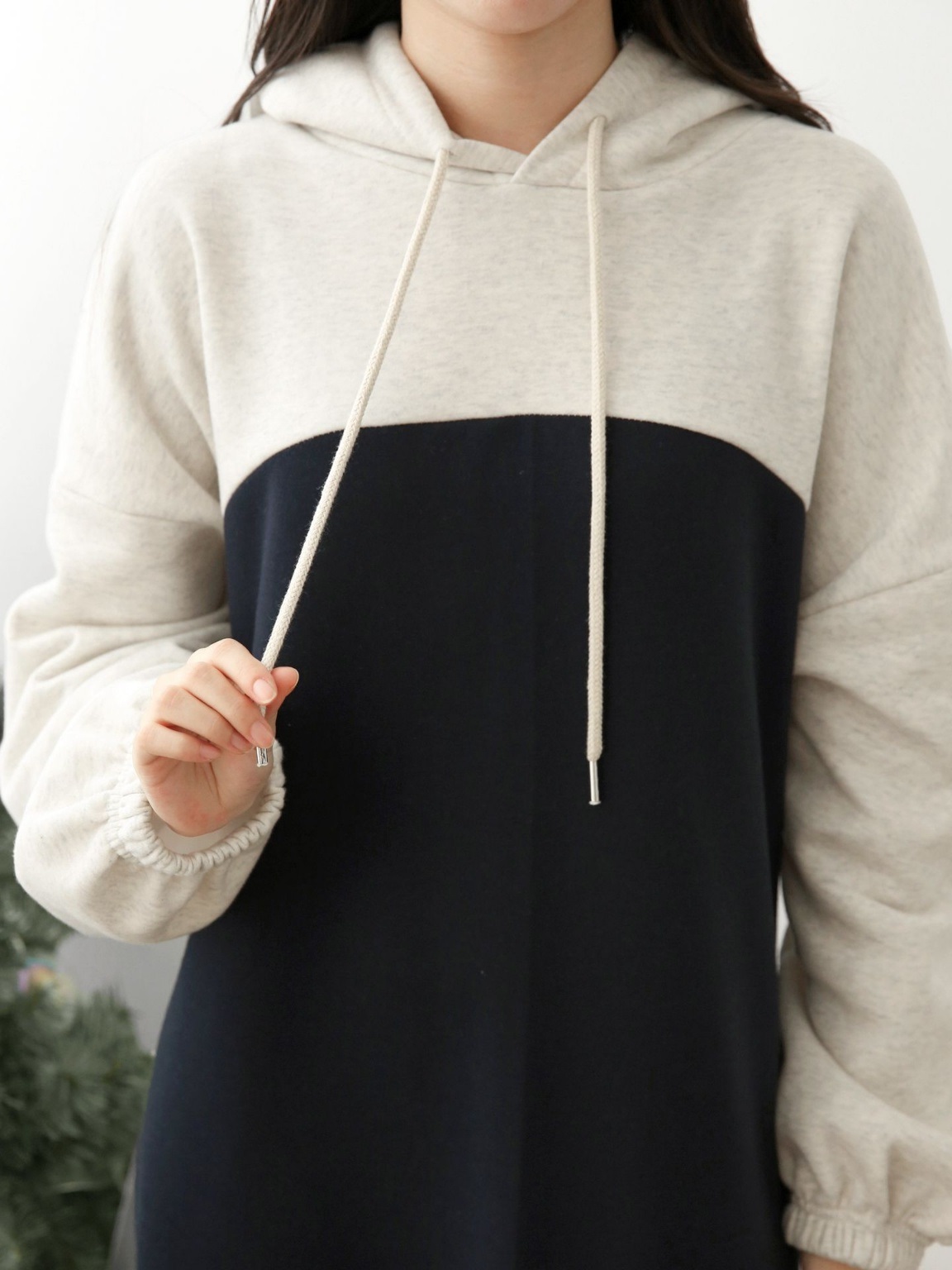 裏起毛バイカラーパーカーワンピース | 詳細画像11