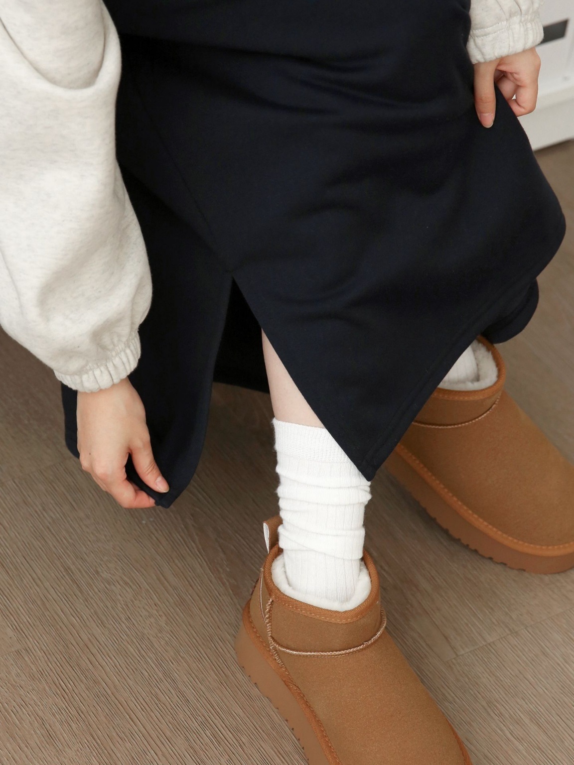 裏起毛バイカラーパーカーワンピース | 詳細画像15