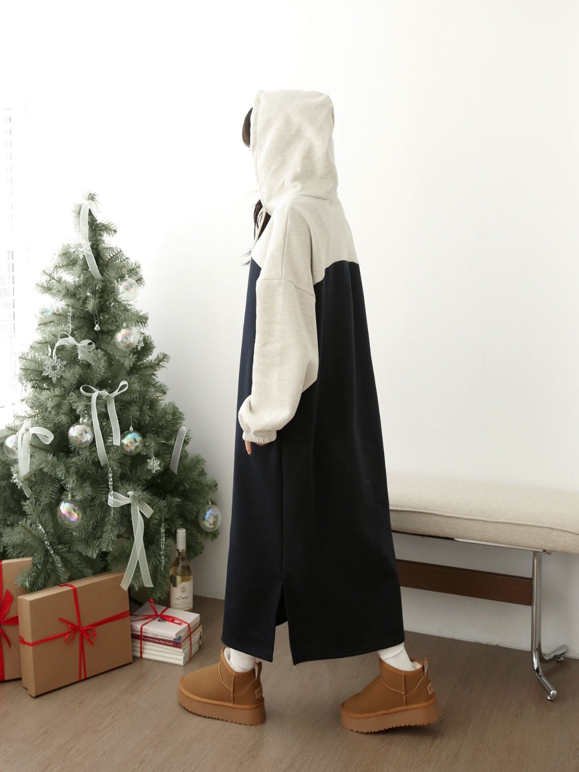 裏起毛バイカラーパーカーワンピース | 詳細画像16