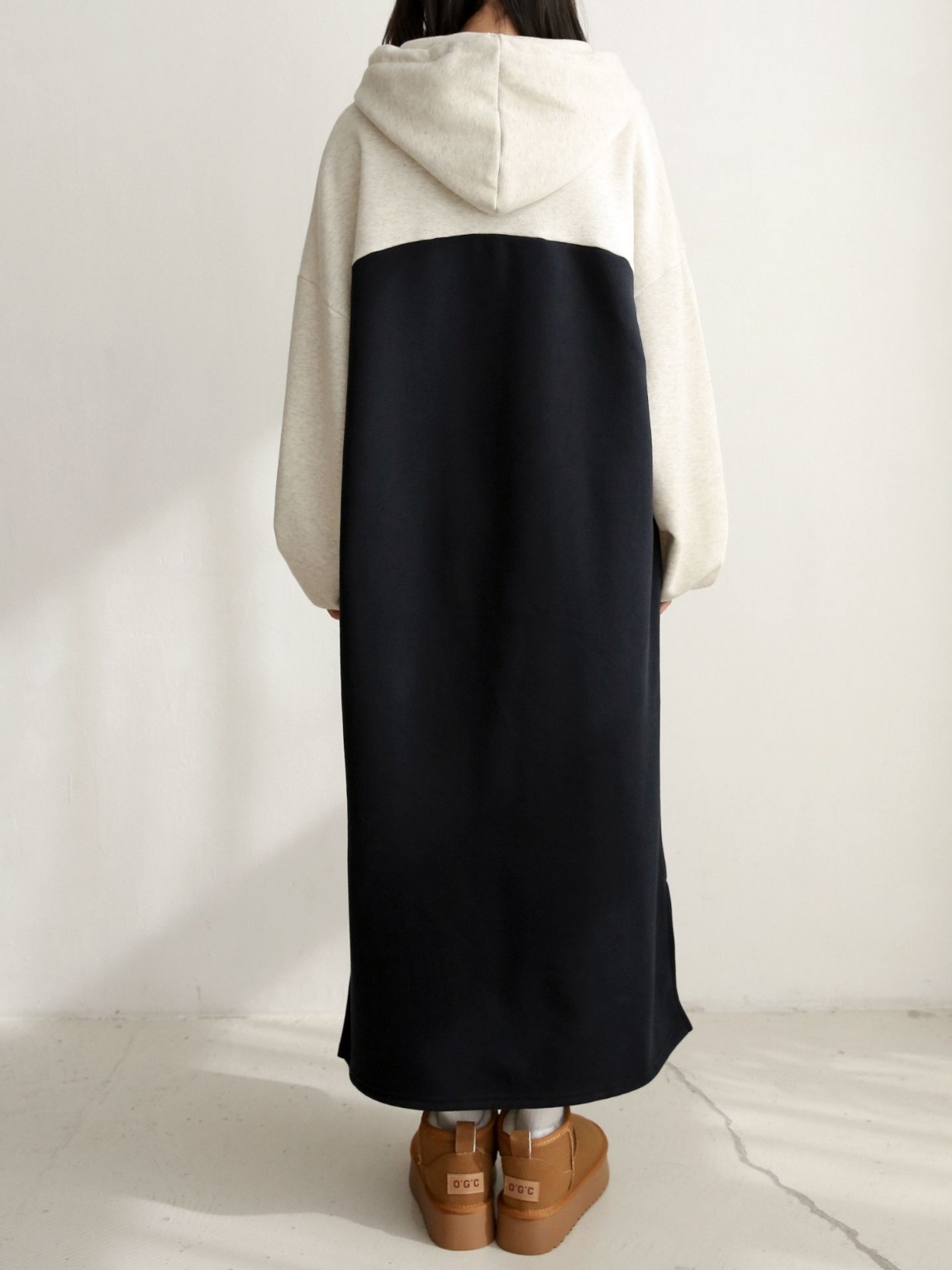 裏起毛バイカラーパーカーワンピース | 詳細画像18