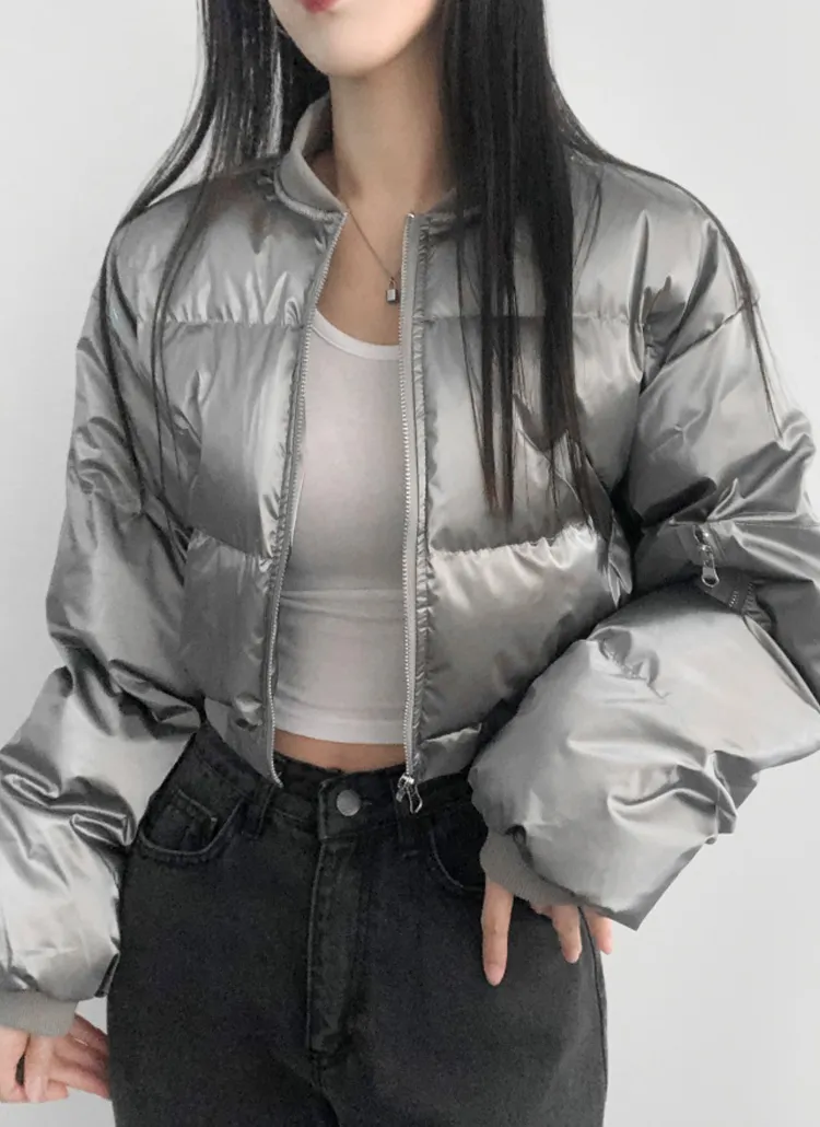 グロッシーショート中綿ジャンパー | lilisense | 詳細画像1