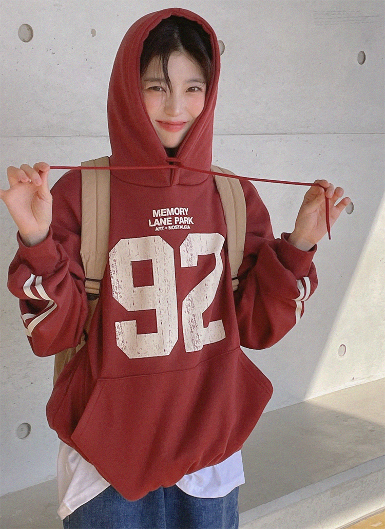 裏起毛トラックスリーブナンバーパーカー | レディースファッション