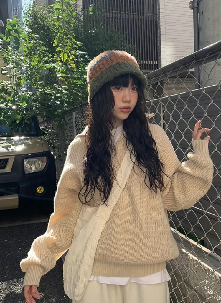 2WAYハーフジップアクリルニット | anyonemore | 詳細画像1