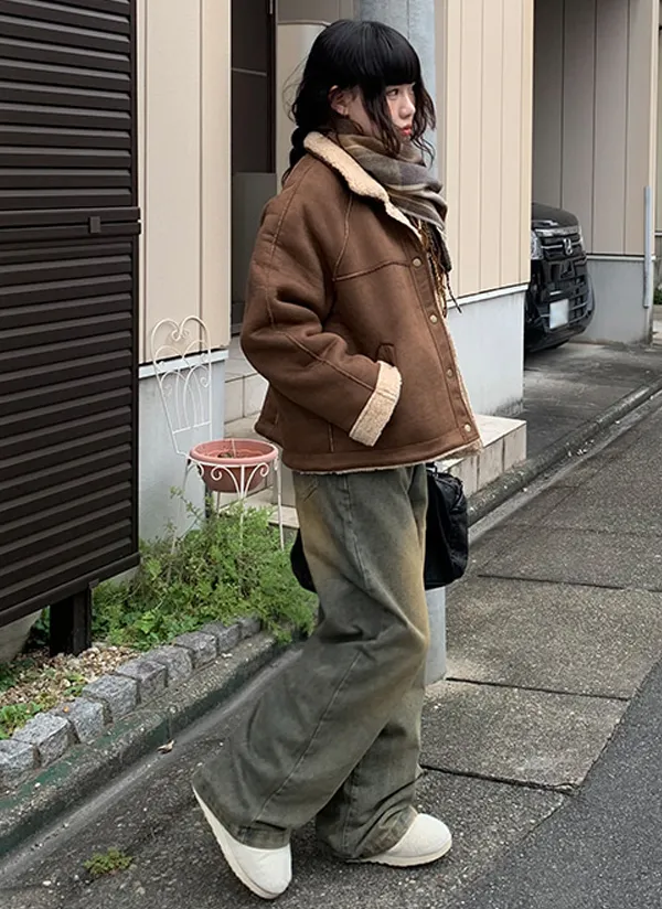 カラーネックムートン風ジャケット | anyonemore | 詳細画像1
