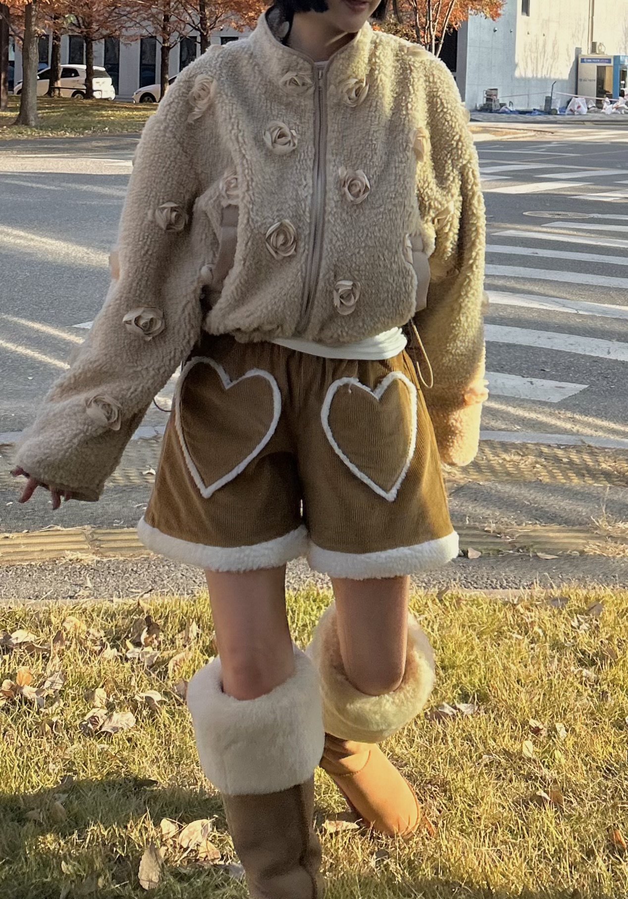 コーデュロイボアハートポケットショートパンツ | レディース