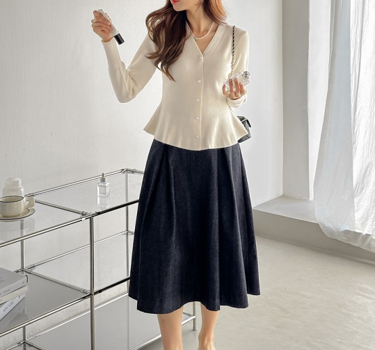 パール調ボタンペプラムリブカーディガン | 詳細画像2