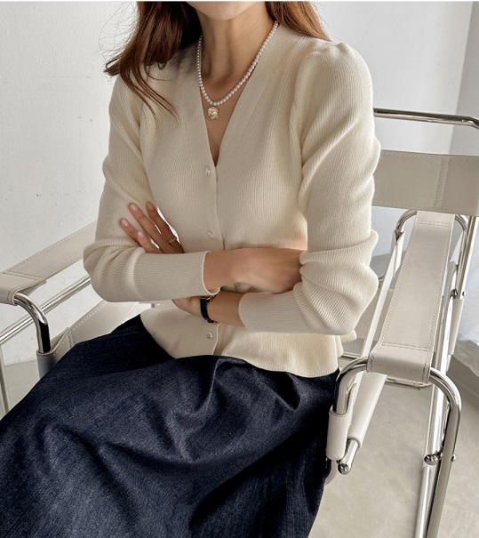 パール調ボタンペプラムリブカーディガン | 詳細画像4