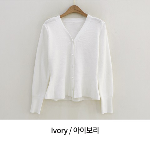 パール調ボタンペプラムリブカーディガン | 詳細画像5