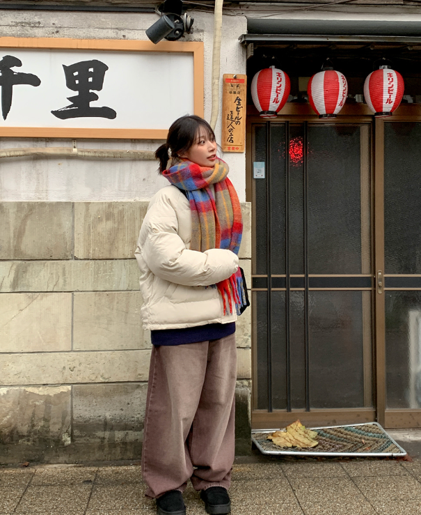 ウール混配色チェックフリンジマフラー | 詳細画像6