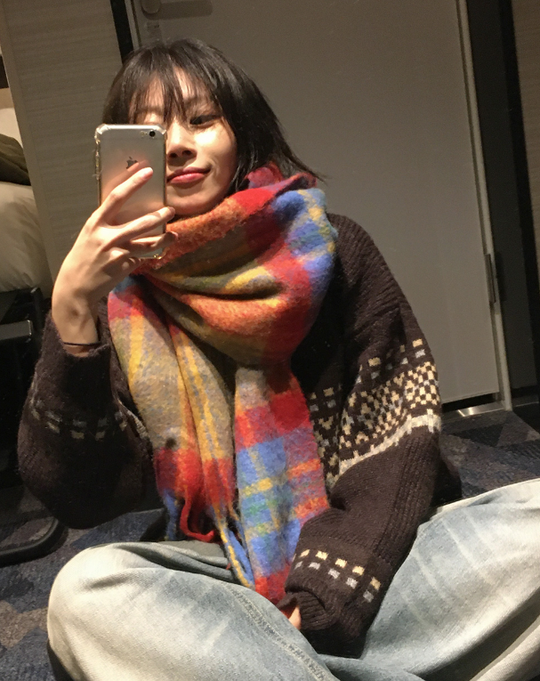 ウール混配色チェックフリンジマフラー | 詳細画像7