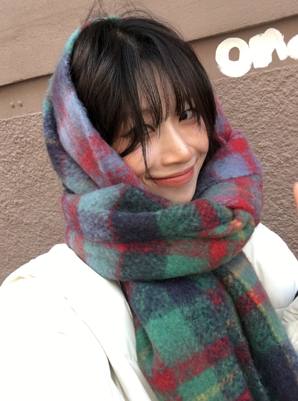 ウール混配色チェックフリンジマフラー | 詳細画像8