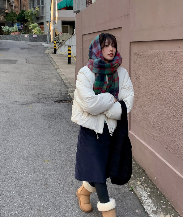 ウール混配色チェックフリンジマフラー | 詳細画像9