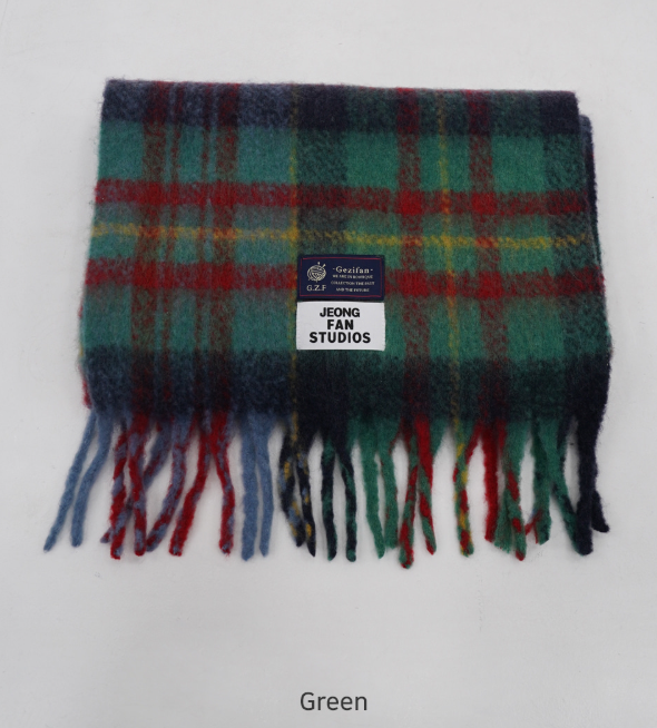 ウール混配色チェックフリンジマフラー | 詳細画像11