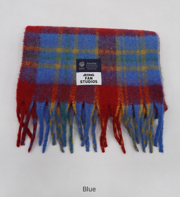 ウール混配色チェックフリンジマフラー | 詳細画像12