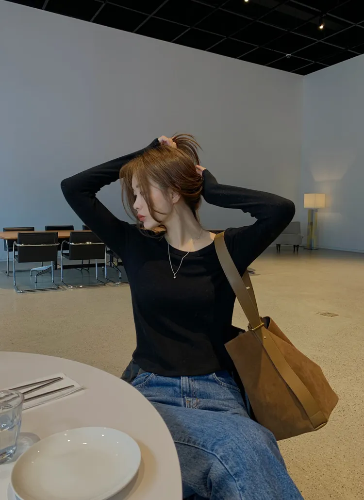 裏起毛Uネック長袖Tシャツ | prostj | 詳細画像1