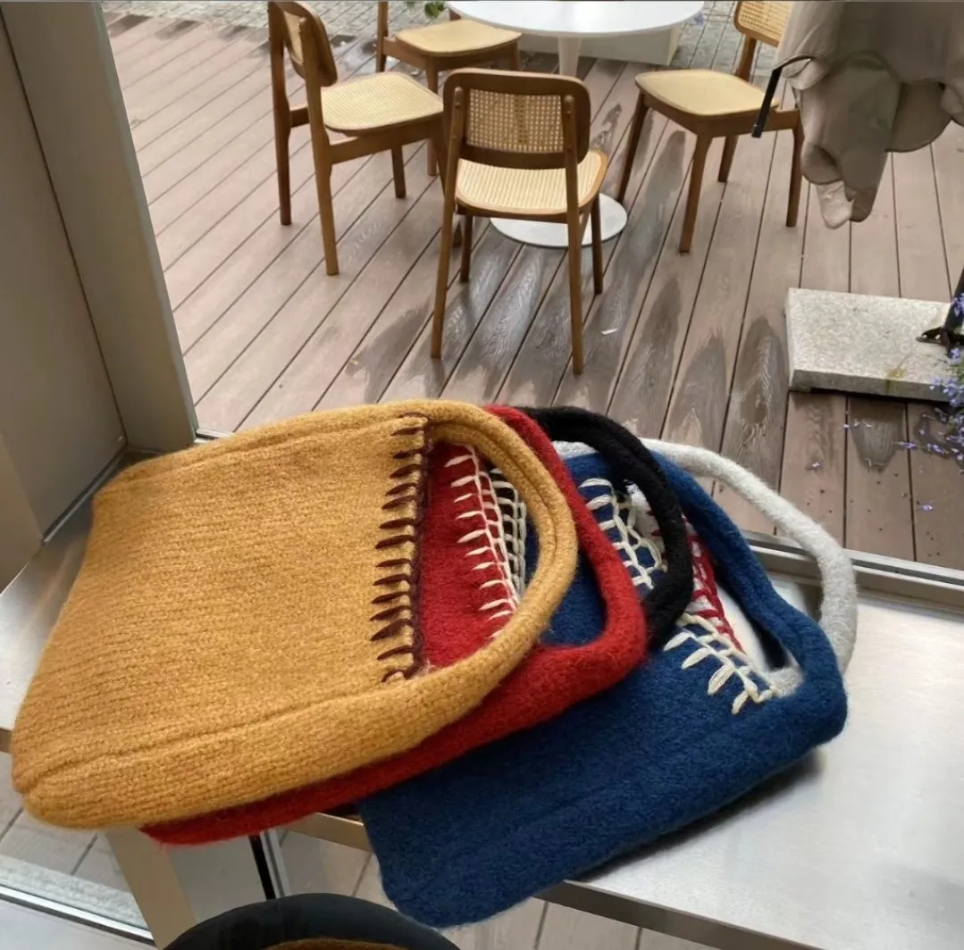 配色ステッチニットトートバッグ | 詳細画像1